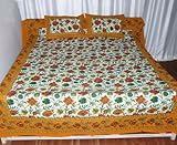 Golden Hand Block Print King Size Cotton bed sheet Bedspread with Pillow Co ....