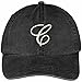 Trendy Apparel Shop Letter C Script Monogram Font Embroidered Washed Cotton Cap - Black