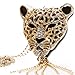 TOPSTARONLINE Golden Rhinestone Leopard Head Tassel Sweater Chain Necklace