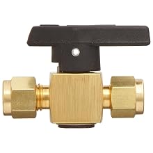 Parker 4A-PR4-VT-B Brass Plug Valve, 1/4" A-Lok Compression Fitting