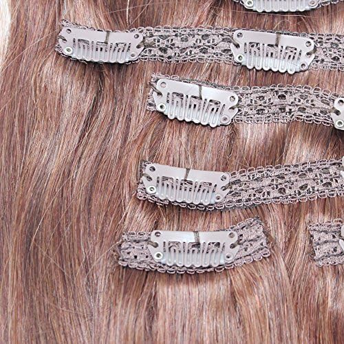 Ibeshion 100g Clip In With Lace 7pcs 15 Clips 20 Inch #33 Dark Auburn Remy Human Hair Extensions