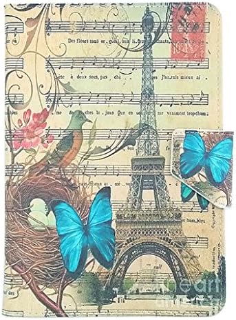 Case Guard® Eiffel Tower with Butterflies 7" - 8" Universal Tablet Folio Case (Universal Case, Stand, Magnetic Cover Strap) Including for Lenovo A7-30 A3300, A7-50 A3500, IdeaPad A1, LePad S2007, Miix 2 8", Miix 3 8", IdeaTab A1000 / A2107 / A3000 / S5000, Tab S8-50, Tab 2 A7-30
