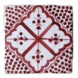 Moroccan Handpainted 4-inch Decorative Burgundy Tile,by Treasures of Morocco,Free shipping