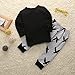 Canis Toddlers Baby Boys Clothes Set Long Sleeve Wild Boy T-Shirt Tops Pants Outfit Winter Spring (80(6-12M), Black+Grey