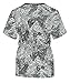 G Med Women's Printed Knit Side Panel V Neck 2 Pockets Fashion Scrub Top