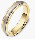 5mm 14 Karat Traditional Style Two-Tone Gold Comfort Fit Wedding Band Ring