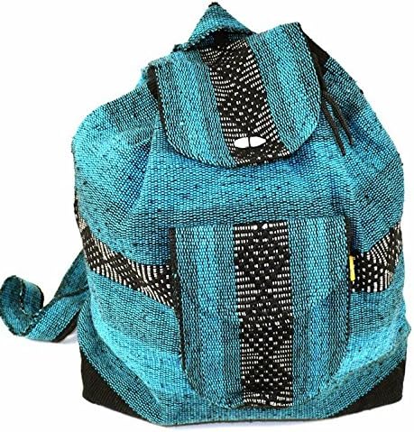Teal & Black & White Cuetzalan Back Pack