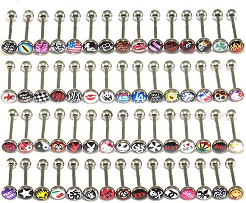 Mixfashion 30 Pc Surgical Steel Metal Tongue Rings Barbells Body Piercing