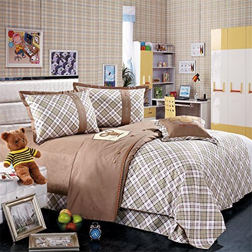MeMoreCool Home Textile Cartoon Little Mouse Design Reactive Printing 100% Cotton 3 Piece Bedding Set Embroidery Boys and Girls Quilt Covers Soft Flounce Bed Sheets Twin Size