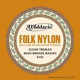 D'Addario EJ33 Ball End Nylon Classical Guitar Strings, 80/20 Bronze/Clear Nylon Trebles