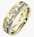 14 Karat Two-Tone Gold Puzzle Style Unique Comfort Fit Wedding Band Ring
