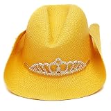 Girls Accessories Yellow Tiara Straw Cowgirl Hat Pageant Up by Sophias Style