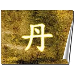 Kunstdruck Poster - Chinesisches Smybol "Dan" gelb leuchtend in 40x55 cm