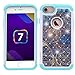 iPhone 7 Case, Nuomaofly [Creative] Studded Rhinestone Crystal Bling Hybrid Armor Defender Dual Layer Protective Case Cover for Apple iPhone 7 (Blue Circle)