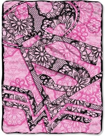 Girl Justice League Ladies of Justice 46" x 60" Micro Raschel Throw, Pink & Black