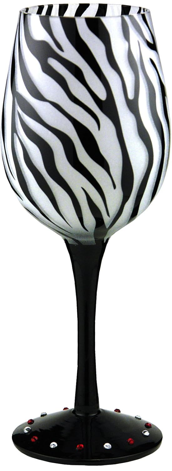 Zebra Handpainted Wine Glass