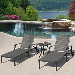Laguna 3 Pc Chaise Set - Fully Welded Cast Aluminum - Lounge Chairs Table New
