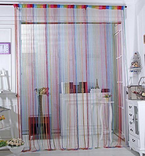 Paker Colorful String Curtains Door Window Curtain Room Divider Tassel Valance (39.37" x 78.74'', Multicolor)
