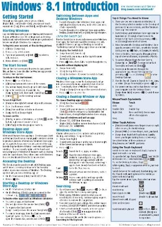 Windows 8.1 Quick Reference Guide (Cheat Sheet of Instructions, Tips &amp; Shortcuts - Laminated Guide)