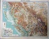 1920 BRITISH COLUMBIA CANADA MAP COLOUR