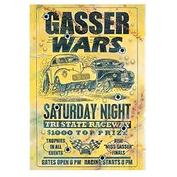 Gasser Wars Hot Rod Racing Vintage Style Metal Poster Sign