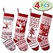 JOYIN 4 Pack 18â€ Knit Christmas Stockings, Reindeer/Christmas Tree/Snow Flakes Knitted Stocking Decorations for Holiday Tree Decor