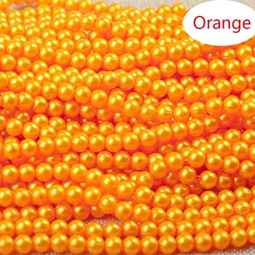 4 mm 200 PCs Beading Supplies, Straight Hole Round Spacer Loose Beads Imitation Pearl DIY, Beading Jewelry Making (Orange)