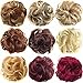 FESHFEN Ponytail Extensions Hair Extensions Wavy Curly Messy Hair Bun Extensions Scrunchy Scrunchie Hair Bun Updo Hairpiece Donut Hair Chignons Hair Piece Wig Strawberry Blonde Scrunchie Hairpiece