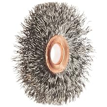 Norton Copper Center Wire End Brush, Threaded Hole, Carbon Steel, Crimped Wire, 2-1/2" Diameter, 0.014" Wire Diameter, 1/2"-3/8" Arbor, 20000 rpm (Pack of 1)