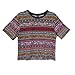 Aurora Women's Tops Vintage Totem T shirt Tribal Short Sleeve Crop casual Size L DT72