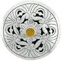 2" (50 mm) Sterling Silver Floral Brooch Pin / Pendant w/ Citrine Color Crystal