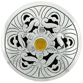 2 (50 mm) Sterling Silver Floral Brooch Pin Pendant w  Citrine Color Crystal by Citrine Brooches