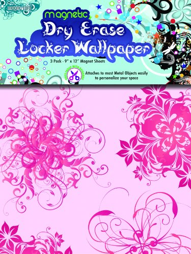 Magna Card  Magnetic Locker Wallpaper, Pink Swirl Design, 9 x 12 Inches, 3 Pack (30054)