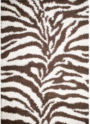 Chelsea Collection-Zebra Design Shag Area Rug 6'7"X9'3"