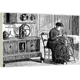 Box Canvas Print of Domestic sewing machine powered by steam, 1883 from Heritage-Images