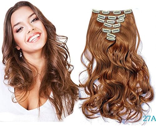 Beauty Wig World 20" Curly Full Head Kanekalon Futura Heat Resistance Hair Extensions Clip on in Hairpieces 7pcs 130g