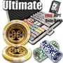 1,000 Ct Ultimate 14 Gram Clay Laser Poker Chip Set w/ Aluminum Case & Free WPT Book
