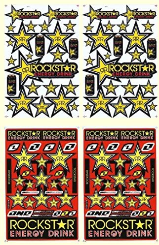 Lot of 4 Sheets, Rockstar Energy Sticker Car Racing Motorcross Decal Motorcycle Truck Graphic Logo Bicycle Bike Stickers