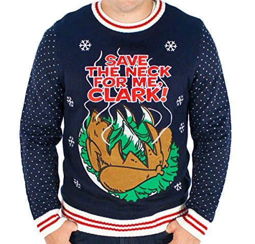 Men's Christmas Vacation 'Save The Neck For Me' Ugly Sweater (Blue)