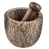 Thirstystone Mortar and Pestle Brown Forest Marble and Sheesham Wood, Multicolor