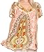 Sakkas Brinks Caftan Cap Sleeve Blouse Top Cover Up With Tribal And Floral Print