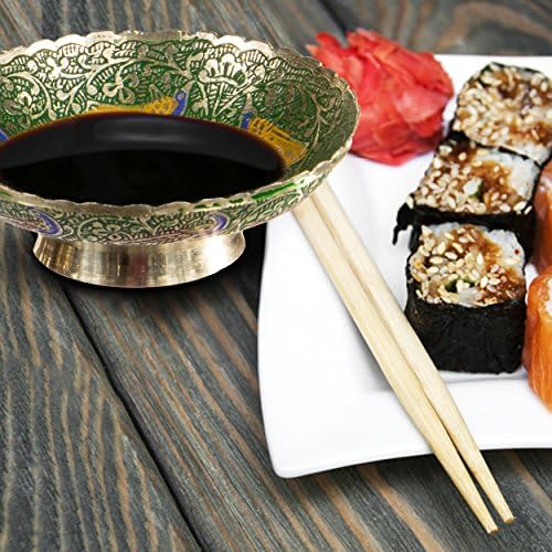 Karma Delights - Decorative Bowl Solid Brass Hand Made in Nepal - Makes Beautiful Jewelry Trays or Incense Holders - Set of Four - Blue, Purple, Red and Green + Bonus Collectable Bottle Opener