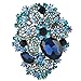 EVER FAITH Women's Austrian Crystal Orchid Teardrop Brooch Blue Black-Tone