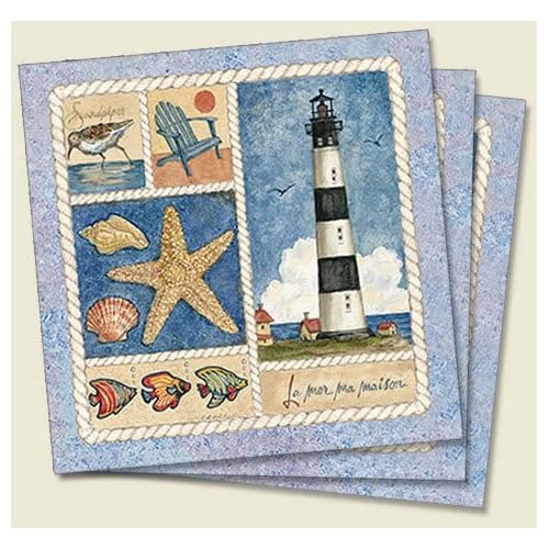 Coastal Collage Nautical Lighthouse Paper Napkins