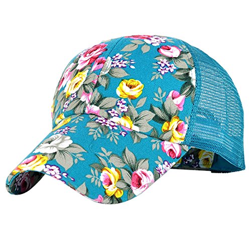 Aiyue Summer Floral Print Hip Hop Baseball Cap Half Mesh