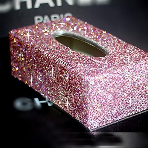 WELLCHIC Luxury Crystal Bling Bling Decorative Tissue Holder Box (Pink Full Crystal)