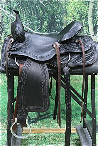 WESTERN SADDLE CUTTING CUTTER ROPING RANCH TRAIL COWBOY HORSE RIDING SADDLE - BLACK