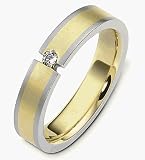 5mm Classy 14 Karat Yellow Gold & Titanium Diamond Wedding Band