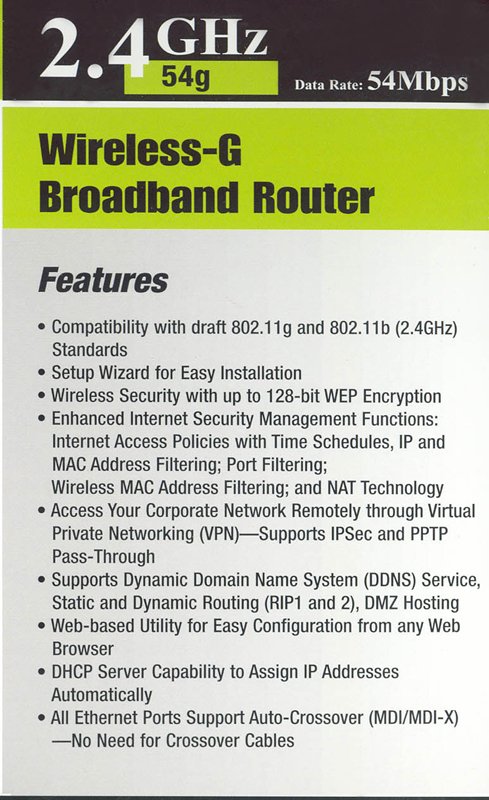 Linksys WRT54G Wireless-G Router image