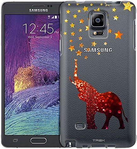 Samsung Galaxy Note 4 Case, Slim Fit Snap On Cover by Trek Elephant Stars Clear Case